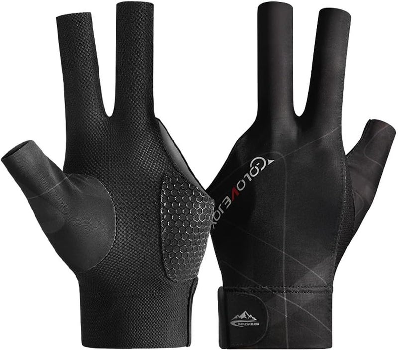 Wnddle Pool Glove Left Hand, Billiards Glove, Billiard Pool Gloves for Left Hand 3 Finger, Snooker Cue Sport Glove Popular Sizes for Men & Women - Image 1